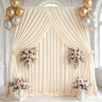 Beige Backdrop Curtains 10ftx8ft Wedding Polyester Photo Drapes - Image 6