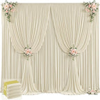 20ft x 12ft Beige Backdrop Curtains Wrinkle Free Backdrop Curtain for Wedding Parties Beige Fabric Backdrops Drapes Back Drop Cloth Bridal Shower Stage Curtains Wedding Decorations for Reception by Tao-GePartyDecorations