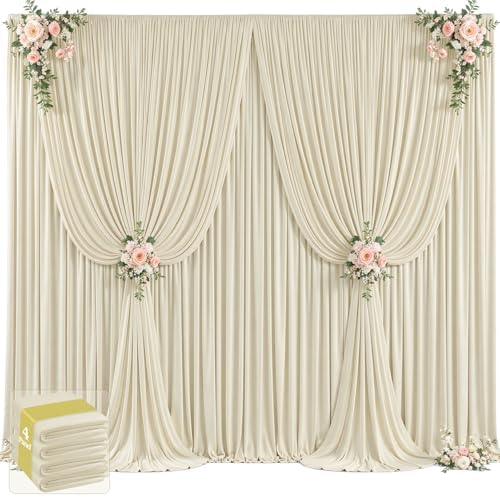 20ft x 12ft Beige Backdrop Curtains Wrinkle Free Backdrop Curtain for Wedding Parties Beige Fabric Backdrops Drapes Back Drop Cloth Bridal Shower Stage Curtains Wedding Decorations for Reception by Tao-GePartyDecorations