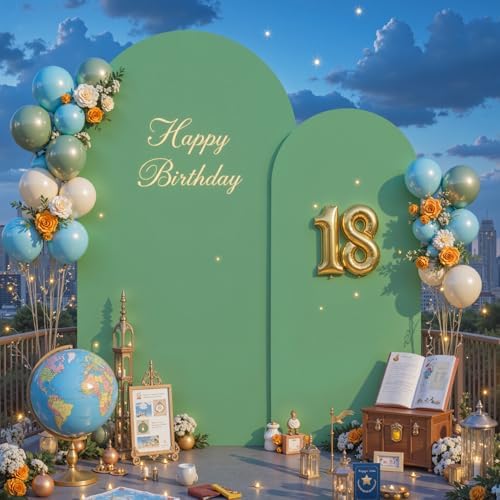 7.2FT & 6FT Arch Backdrop Cover, Brown & Green Wedding Arch Covers, Spandex Arch Covers Stretchy Backdrop for Bridal Shower Baby Shower Birthday Decoration - Image 3