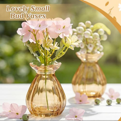 40 Pieces 3.5 Inch Glass Bud Vase Mini, Amber - Image 4