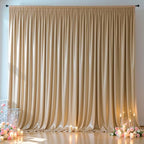 Champagne Gold Satin Backdrop Curtains 2 Panels - Shimmer Drapes for Wedding Bridal Shower, 10x10FT Wrinkle Free Backdrop Decor for Baby Shower Anniversary Party by WishCare