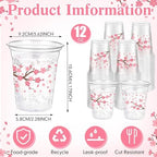 100 Pack Cherry Blossom Plastic Cups for Party Decorations,12 oz - Image 2