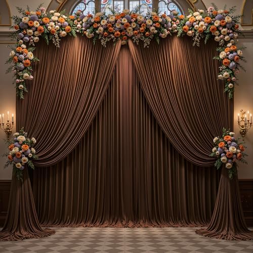 Dark Brown Backdrop Curtains-Wrinkle-Free Polyester Photography Drapes Party Curtain Background for Baby Shower Wedding Decorations- 24 X10FT - Image 3