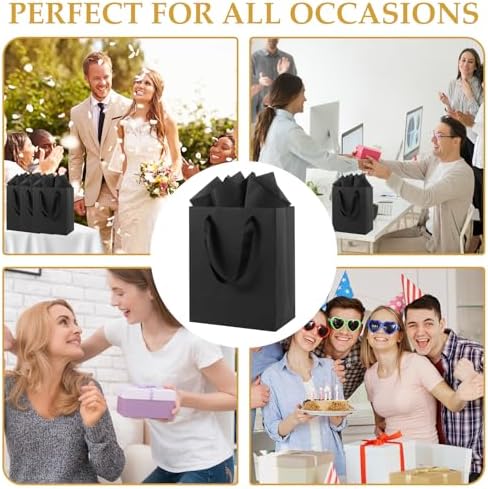 Epoesch 30 Pack Black Small Gift Bags with Handles and 30 Tissue Papers - Image 5