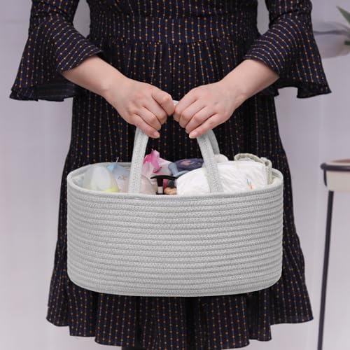 COMSE 2 Pack Baby Diaper Caddy Organizer, Diaper Basket, Baby Car Organizer, Diaper Change Organizer, Portable Tote Bag with Divider, Gift Baskets Empty, Cute Basket - Image 5