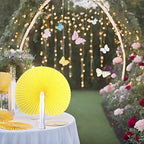 20 Pieces Yellow Round Paper Fans - Image 3