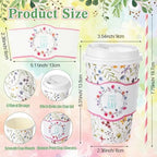 Jingmore 48 Sets 16oz Disposable Paper Coffee Cups with Lids Sleeves Straws Holiday Paper Drinking Cups Bulk for Hot Cold Beverages Home Business Cafe Birthday Party Supplies (Boho Flowers) - Image 3