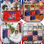CHENGU 6 Pack 4th of July Storage Baskets Collapsible Patriotic Bins for Gifts 250th Independence Day Red Blue White Large Gnomes Basket Foldable American Flag Box with Handle for Party Bedroom Home - Image 5