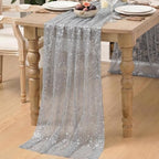 Artoid Mode 6PC Grey Gold Gauze Table Runner 120 Inch 10FT, Glitter Metallic Foil Sheer Dining Wedding Anniversary Holiday Birthday Table Decor for Home Party - Image 5