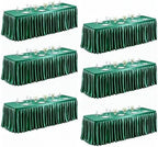 6 Packs Green Satin Tablecloths Rectangle 6FT, Glitter Spandex Fitted Stretch Table Covers Wrinkle-Free Floor Length Shimmer Table Skirt for Weddings Parties Baby Shower Banquets Vendor Events by Partisky