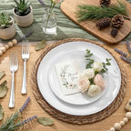 KIRE 200PCS Silver Plastic Plates - White Plastic Plates with Silver Rim Include 100 Dinner Plate and 100 for Dessert/Salad Plate for Birthday/Wedding/Party - Image 2