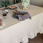 GLORY SEASON Retro Farmhouse Ruffle Tablecloth Cotton Flounces Trim Washable Table Cover Tablecloths for Rectangle Table Baby Shower Kitchen Party Wedding Decor, 52''x70'' - Image 3