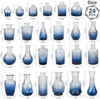 Clear Gradient Blue Glass Bud Vase Set of 24 Pcs,Small Bud Vases in Bulk,Glass Crystal Flower Vases Table Centerpieces for Party Event Wedding Decor Baby Shower Decorations (Gradient Blue, 24 Pcs) - Image 5