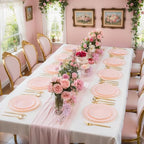 LIYH Pink Gold Rim 120 Pcs Scalloped Plastic Plates For Baby Shower Party - Image 6