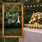 French Baby Shower Decal Bonjour Bebe Custom Mirror Backdrop Decal Eiffel Tower Theme - Image 2