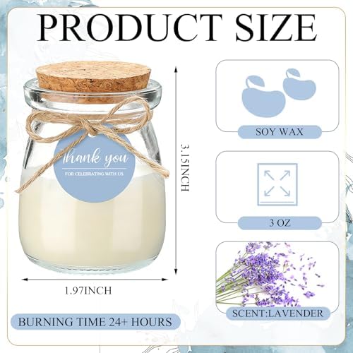 MTLEE 20 Sets Wedding Candle for Guests Blue Glass Jars Bridal Shower Favor - Image 2