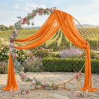 Pack of 2 Wedding Arch Drape Panel Fabric 30" x 50ft - Orange - Image 3