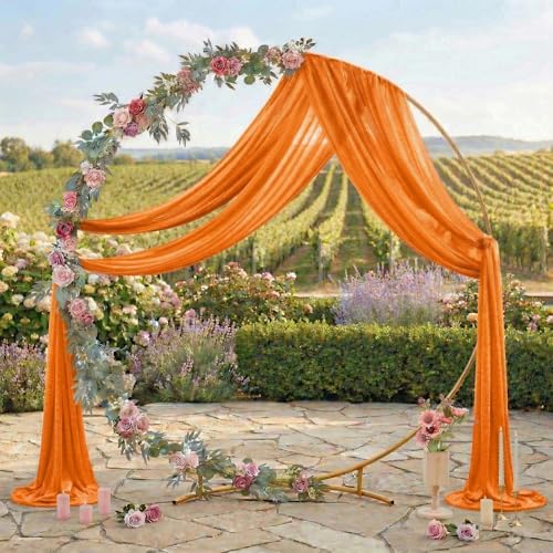 Pack of 2 Wedding Arch Drape Panel Fabric 30" x 50ft - Orange - Image 3