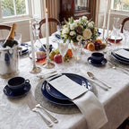 KIRE 200PCS Blue Plastic Plates with Silver Rim - Navy Blue Plastic Plates Include 100 Dinner & Dessert Plate - Heavy Duty Dark Blue Disposable Plate for Wedding/Parties - Image 4
