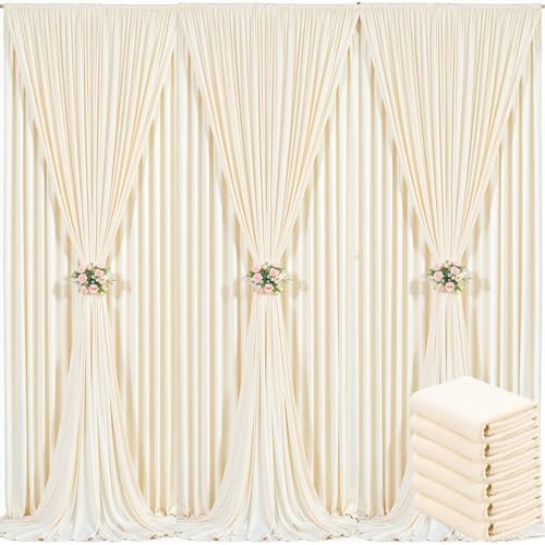 6 Panels Champagne Backdrop Curtain for Baby Shower Wrinkle Free 30ft x 10ft Backdrop Drapes Panels for Parties Wedding Bridal Shower Birthday Photo Photography Fabric Background Decoration by Suppromo