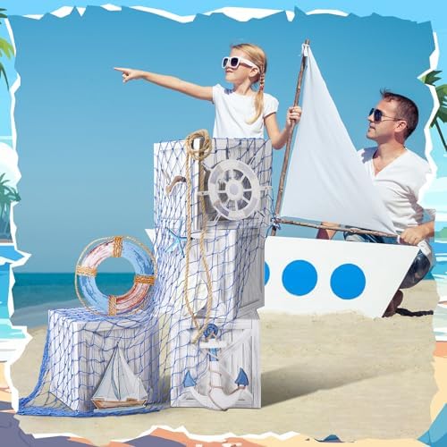 JellyArch 18 Pcs Nautical Party Decor Treasure Chest set, Blue, Nautical - Image 4