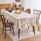 vctops Farmhouse Khaki Stripe Ruffle Table Cloth, Boho Cotton Linen Tablecloth, Washable Table Cover for Rectangle Table Baby Shower Kitchen Party Wedding Decor (Khaki B,70"x118") - Image 2
