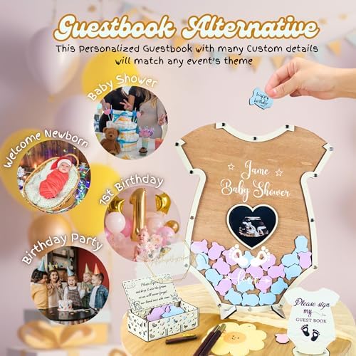 Baby Shower Guest Book Alternative, Onesie Wooden Drop Box Frame - Image 2