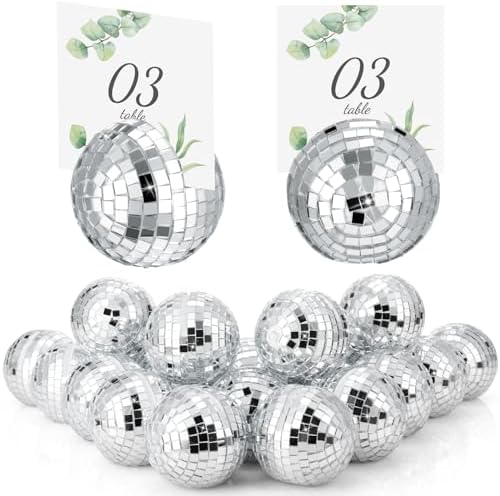Engrowtic 12 Pcs Disco Ball Table Number Card Holders 2.6 Inch by Engrowtic