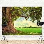 12x6ft Spring Backdrop Huge Tree Nature Scenery Photography Background Rural Scene Green Grass Field Girls Kids Birthday Baby Shower Banner Decorations Wedding Portrait Photo Booth Prop - Image 4