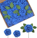100Pcs Royal Blue Artificial Flowers Realistic Roses, Real Looking Fake Roses with Stem for DIY Wedding Bouquets Centerpieces Bridal Shower Party Home Romantic Decorations (Blue, 100pcs) by BringmoreJoyinyourlife