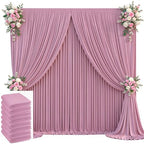 40x10ft Dusty Pink Backdrop Curtain for Wedding Parties Wrinkle Free Fabric Pink Drapes Backdrop Decoration for Baby Shower Birthday Photography Decoration 8 Panels, 5ft x 10ft by Gogoparti