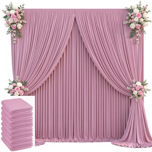 40x10ft Dusty Pink Backdrop Curtain for Wedding Parties Wrinkle Free Fabric Pink Drapes Backdrop Decoration for Baby Shower Birthday Photography Decoration 8 Panels, 5ft x 10ft by Gogoparti