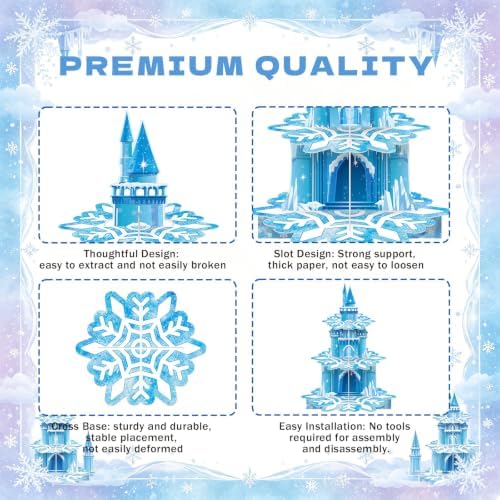 3 Tier Winter Snowflake Castle Cupcake Stand,Winter Wonderland Decorations - Image 4