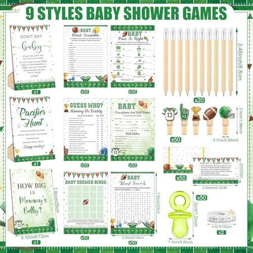 Sherr 476 Pcs Football Baby Shower Game Set, 9 Style Baby Shower Activities - Image 3
