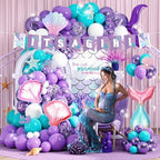 Hombae Mermaid Baby Shower Decorations Include Our Little Mermaid Is on the Way Backdrop, Balloon Garland, Banner, Tablecloth, Cake Topper, Box for Girls Ocean Under the Sea Baby Shower, 122 PCs - Image 6