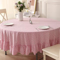 Table Cloth, Pink White Gingham, Round Dia.60” by KMASANIJI