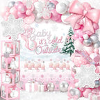 Kriyokiaa Baby Its Cold Outside Baby Shower Decorations, Pink Winter by Kriyokiaa