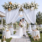 12ft x 10ft White Backdrop Curtains for Parties, Wrinkle Free 2 Panels Photo Backdrop Drapes Back Drop Cloth for Wedding Birthday Photography Background Decor - Image 6