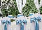 50 Pack Dusty Blue Chair Sashes, Satin Chair Ribbons for Wedding Party Birthday Reception Decorations, Dusty Blue Satin Chair Bows for Chairs - Image 3