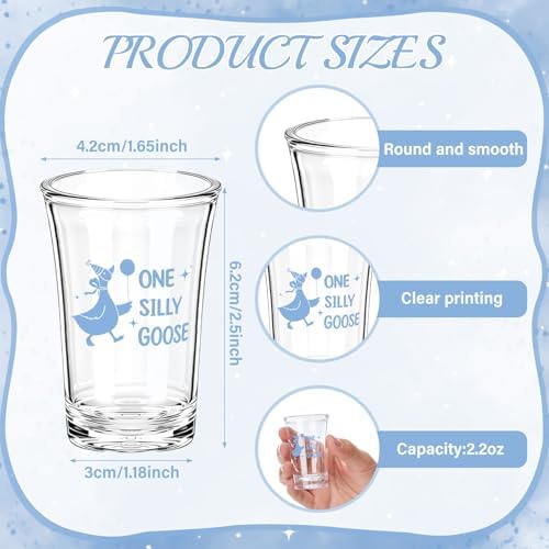 Vesici 50 Sets Silly Goose Party Favors for Guests Include Baby Shower Shot Glass and Card Organza Bag for Birthday Baby Shower Goose Party Supplies (Blue) - Image 3