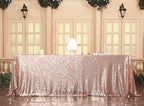 SquarePie Sequin Tablecloth 90x132 Inch Rose Gold for Wedding Party - Image 5