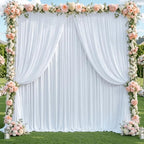10x10ft White Backdrop Curtain for Wedding Parties Wrinkle Free Fabric White Drapes Backdrop Decoration for Baby Shower Birthday Photography Decoration 2 Panels, 5ft x 10ft - Image 4