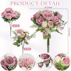 Peonies Artificial Flowers Bulk, 24 Bundles - Dusty Rose - Image 2