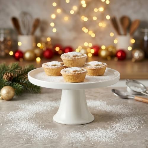 7.8" White Small Cake Stand Ceramic Cake Holder Round Dessert Stand for Cupcake Cookie Pie Muffin Fruit, Cake Plate for Party Wedding Birthday Baby Shower, DIY Decorative Display Pedestal Stand Tray by fMBB