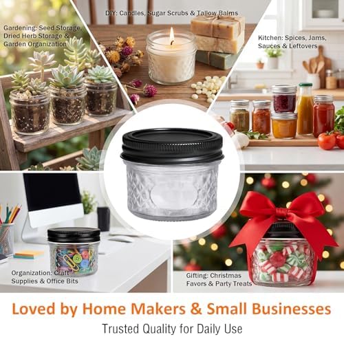 QAPPDA 4oz Clear Glass Mini Mason Jars, 40 Pack Small Canning Jars - Image 5