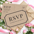 Andaz Press 56-Pack Personalized RSVP Postcards for Wedding Kraft Brown Art Deco Cardstock Response Reply Cards for Bridal Shower Baby Shower Birthday Event Custom Date and Return Address 4 x 6-Inch - Image 3