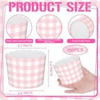 Vesici 150 Pcs Ice Cream Cups Gingham Party Supplies, 10 oz, Pink - Image 2