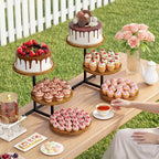 Emfogo Wooden Cupcake Stand, 3 Tier Dessert Table Display Set, Wood Dessert Tower for Party Afternoon Tea Baby Shower Wedding Birthday, Large Tiered Serving Stand for Cake Cookie Food (2 Pack) - Image 3