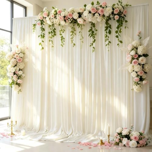 40ftx10ft Wrinkle Free Beige Backdrop Curtain - 10 Feet Photography Backdrop Drapes, Silky Polyester Back Drop Cloth for Wedding Baby Shower Balloon Arch Background - Image 7